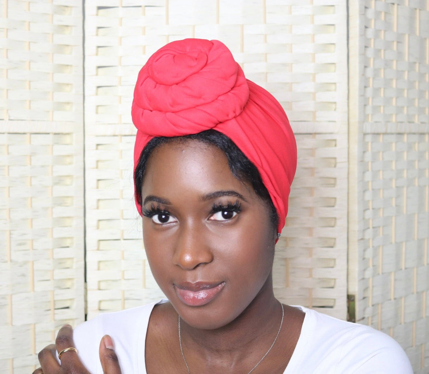 Red - Full coverage Turban - ReinaLoveLondon