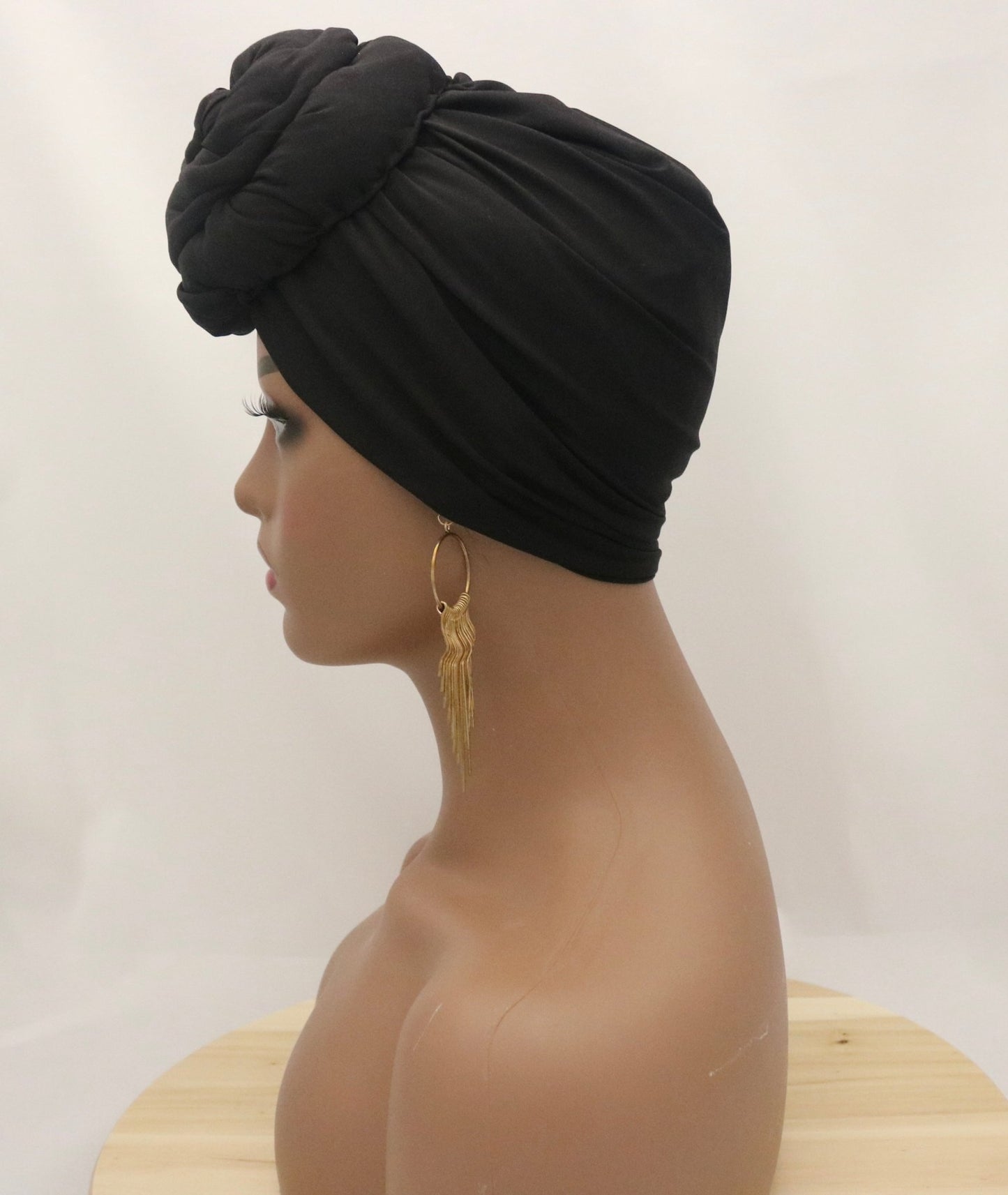 Mega Bun Black - Full coverage Turban - ReinaLoveLondon