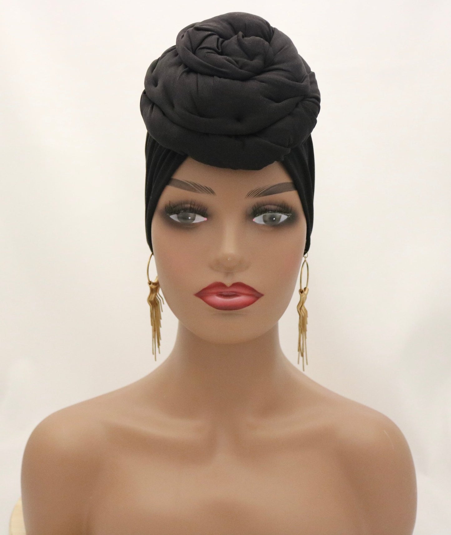 Mega Bun Black - Full coverage Turban - ReinaLoveLondon