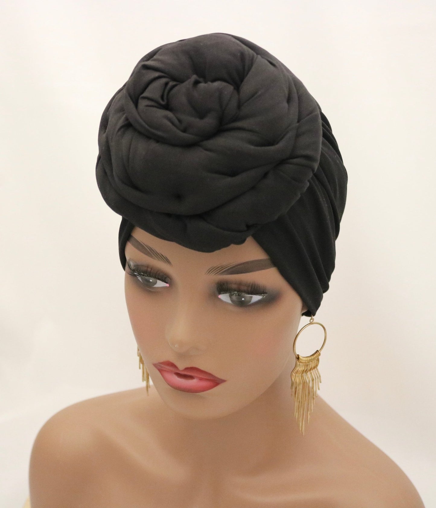 Mega Bun Black - Full coverage Turban - ReinaLoveLondon