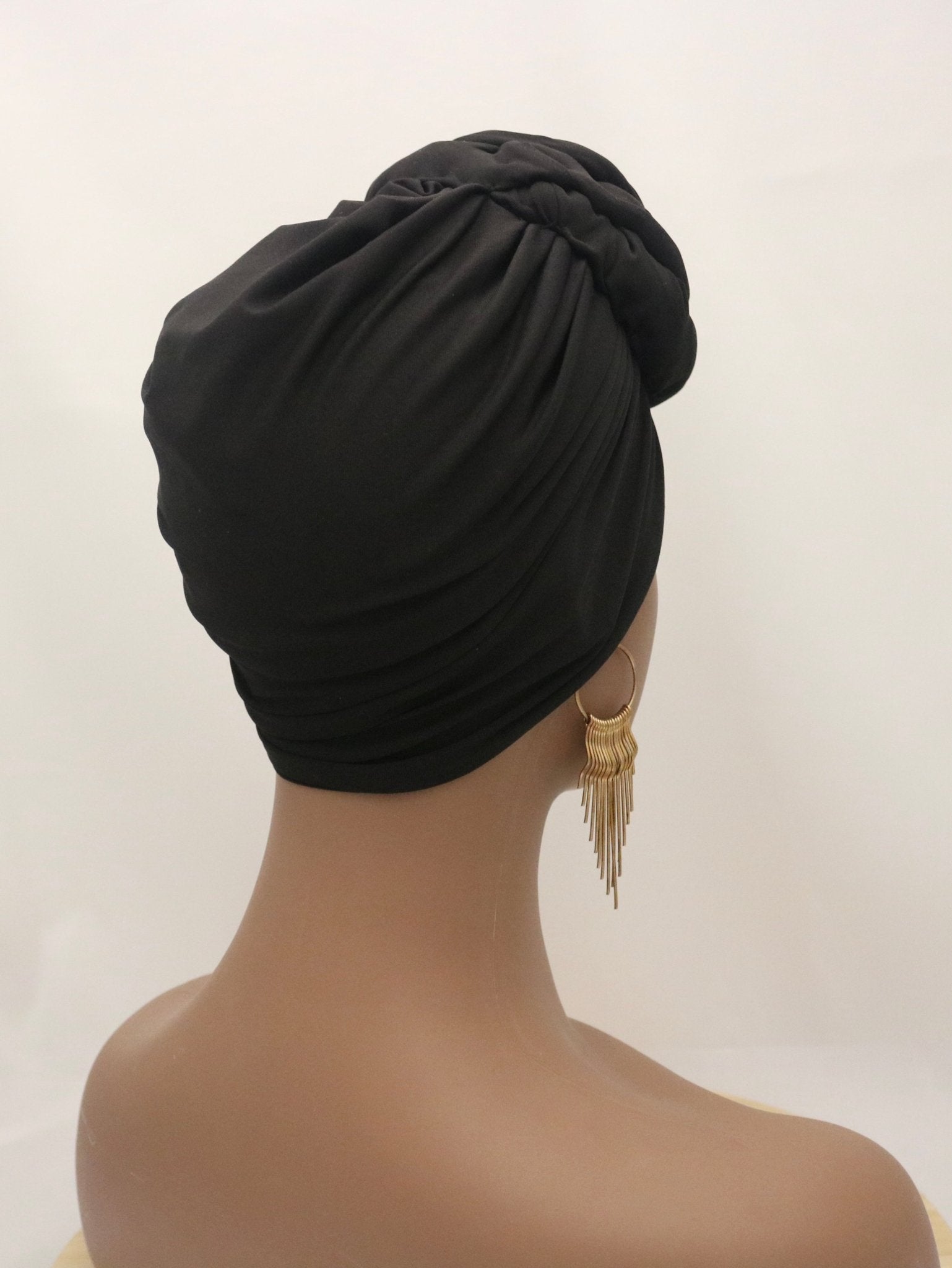 Mega Bun Black - Full coverage Turban - ReinaLoveLondon