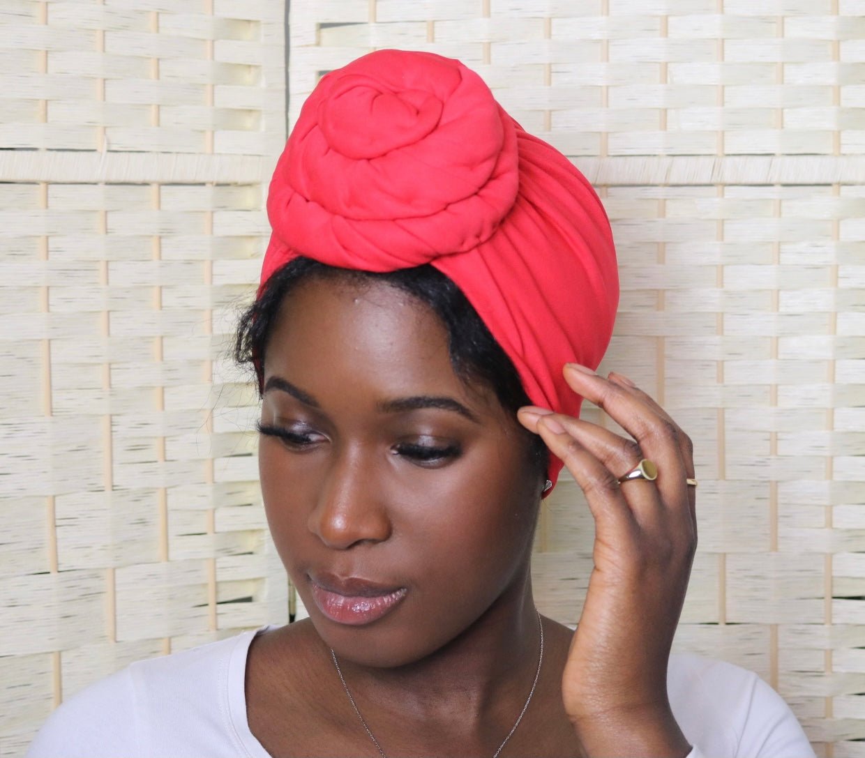 Red - Full coverage Turban - ReinaLoveLondon