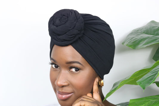 Plain Black - Full coverage Turban - ReinaLoveLondon