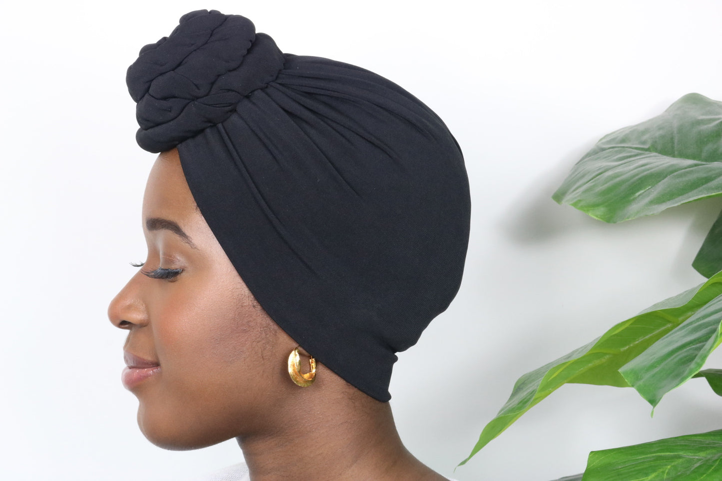 Plain Black - Full coverage Turban - ReinaLoveLondon