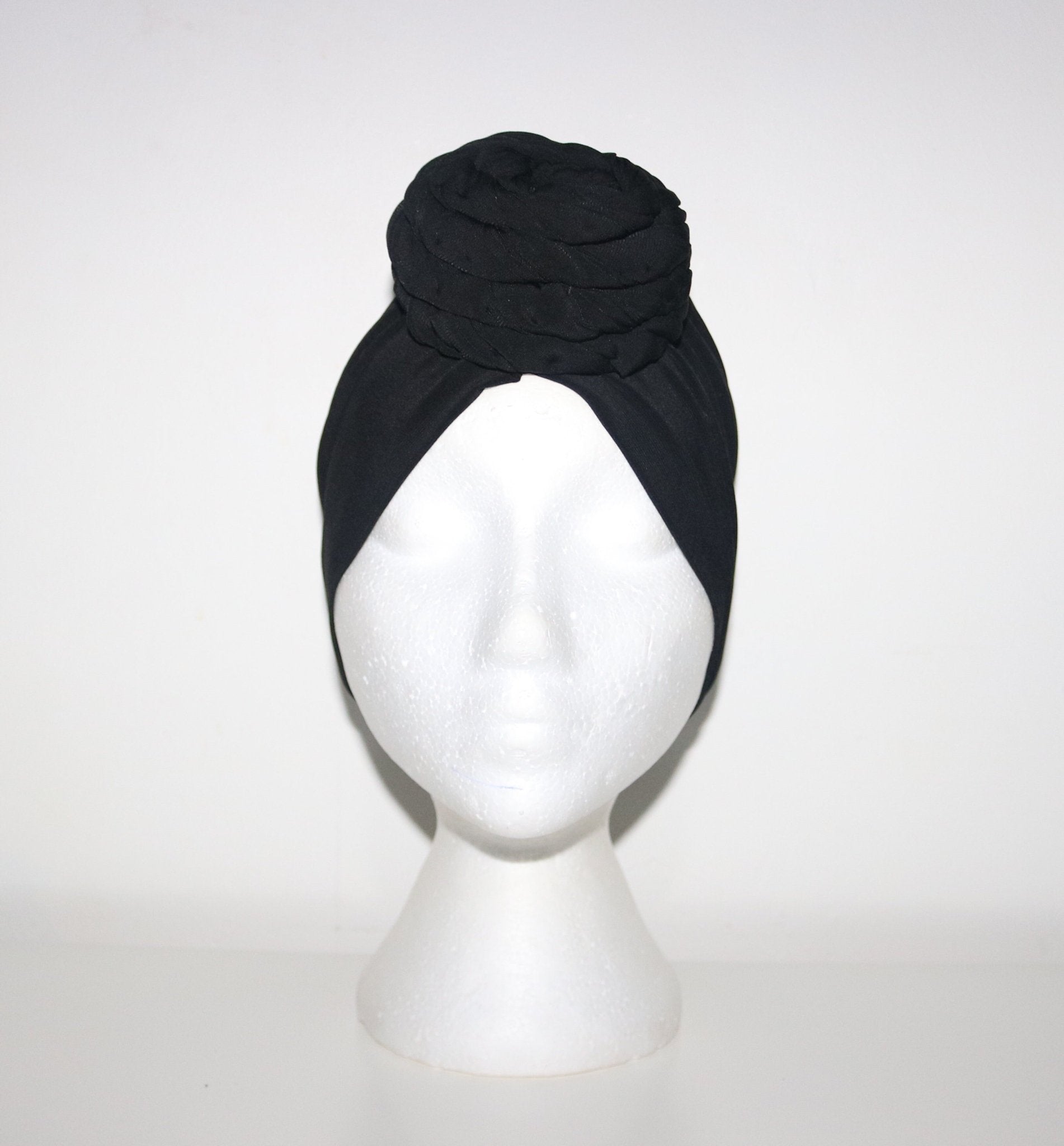 Plain Black - Full coverage Turban - ReinaLoveLondon