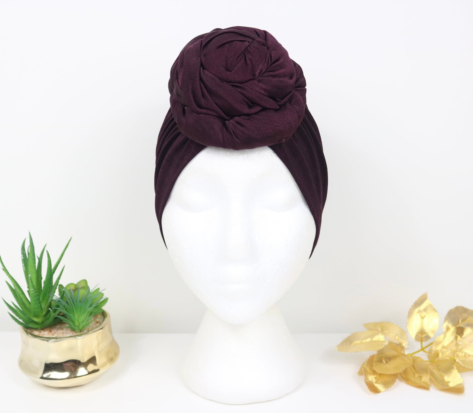 Mulberry Wine - Full coverage Turban - ReinaLoveLondon